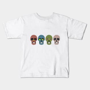 4 Crazy Sugar Skull in Various Styles Kids T-Shirt